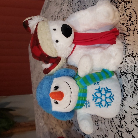 Plush Bear and Snowman Toy. - Picture 1 of 8